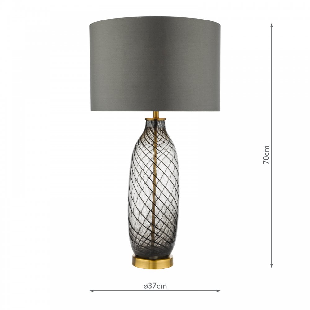 Zeya Modern Table Lamp In Smoked Glass Finish With Grey Shade ZEY4222