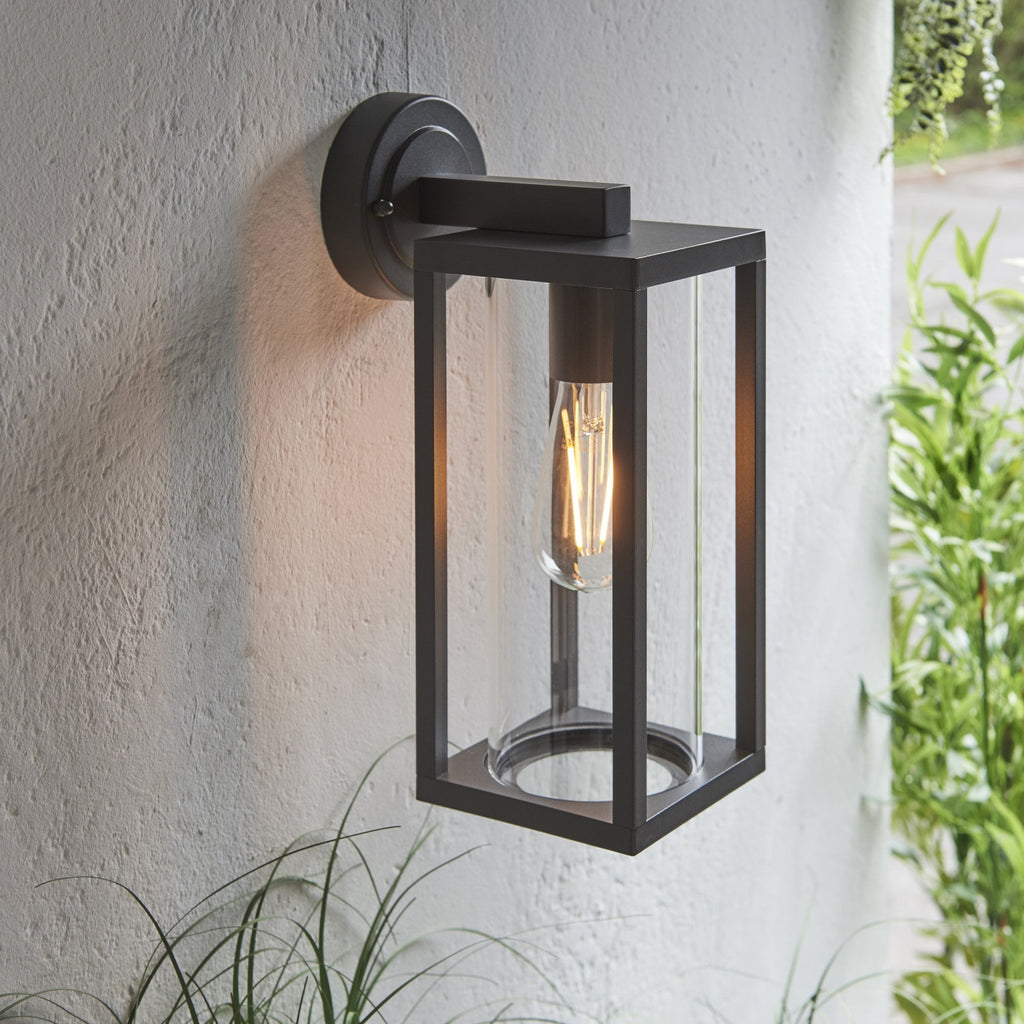 Hamden Exterior Box Light In Black With Clear Glass IP44 96917