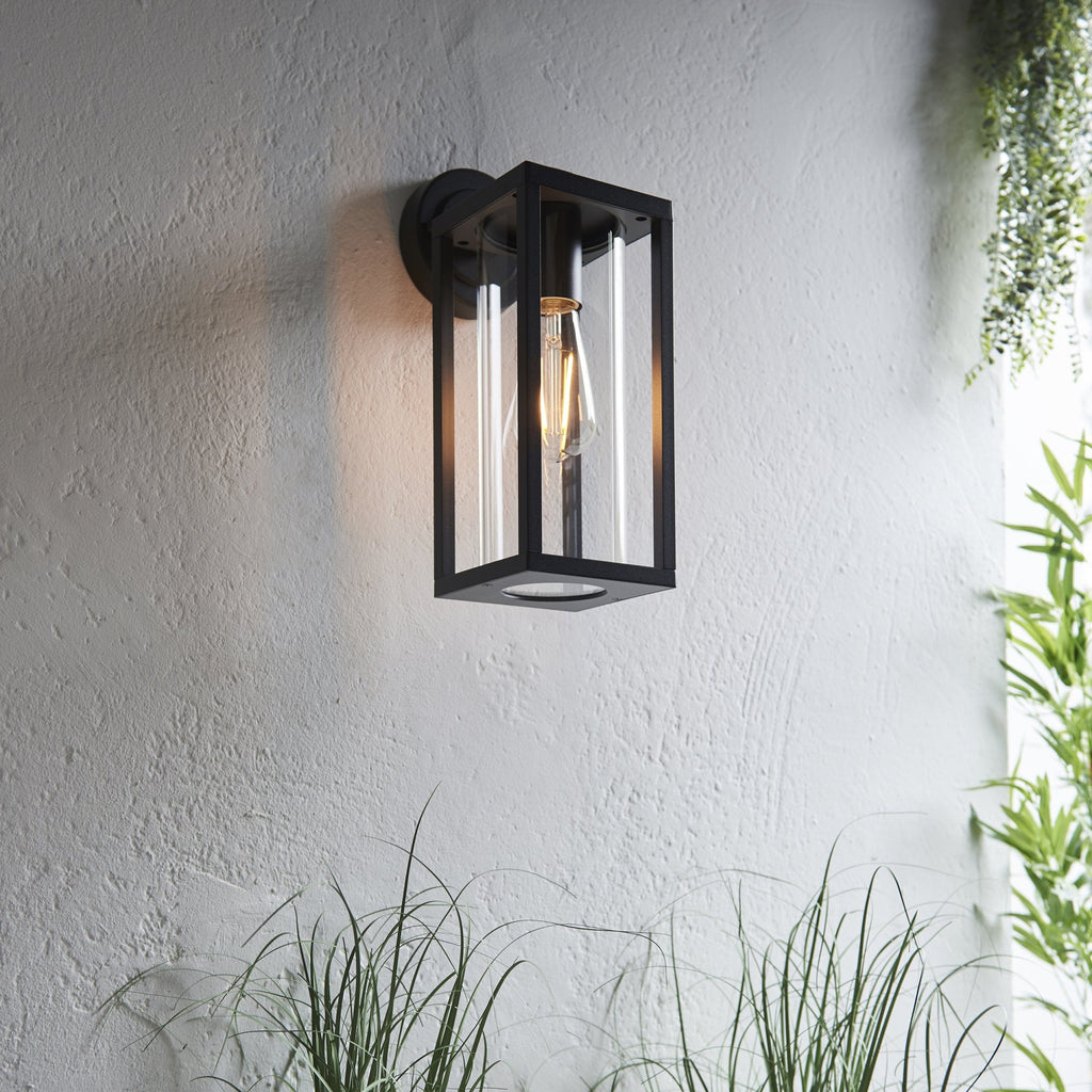 Hamden Exterior Box Light In Black With Clear Glass IP44 96917