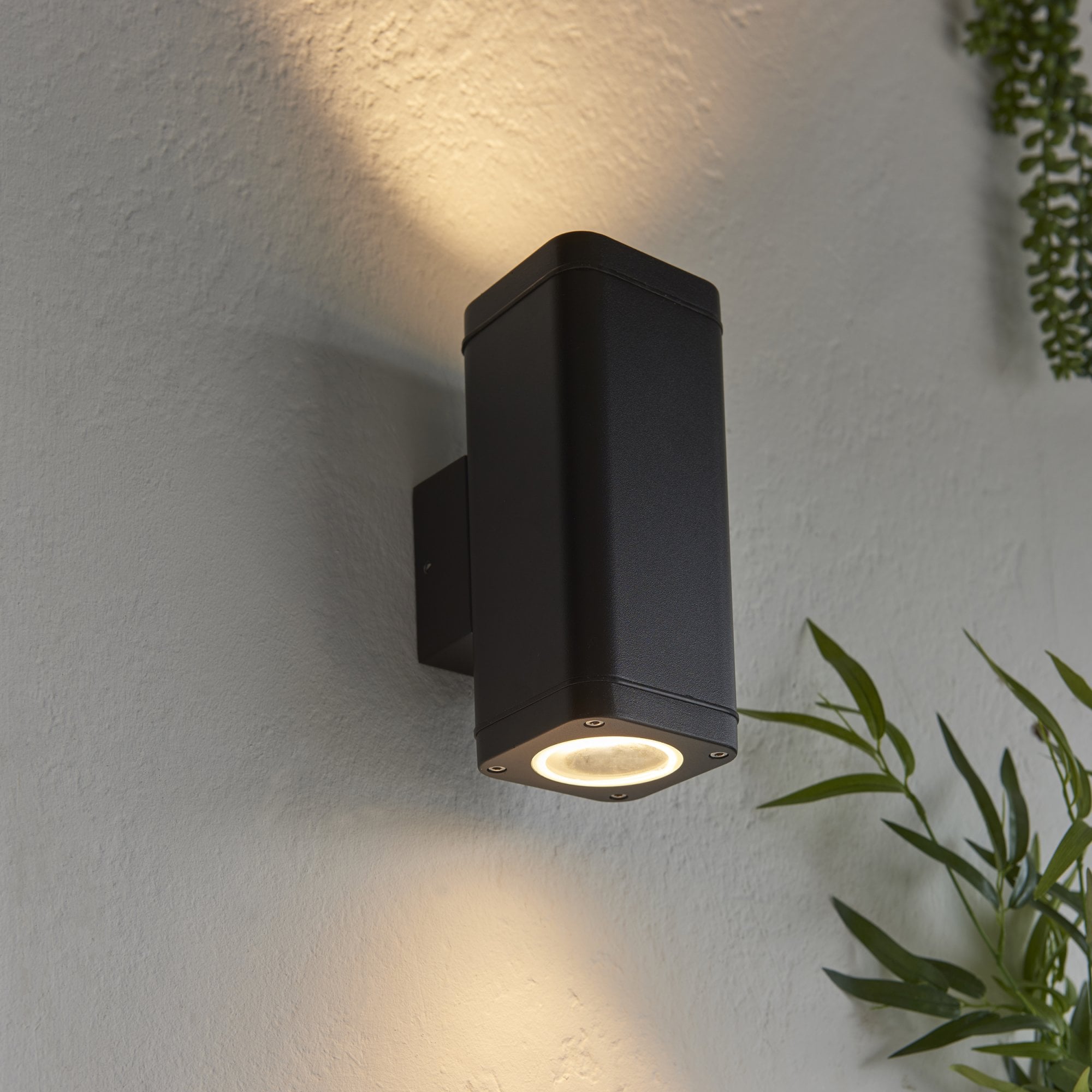 Milton Exterior 2 Light Wall Light in Textured Black IP44 96911
