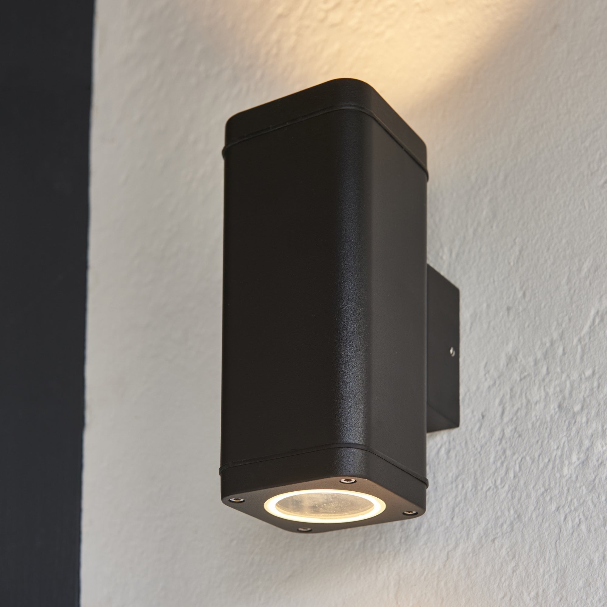 Milton Exterior 2 Light Wall Light in Textured Black IP44 96911