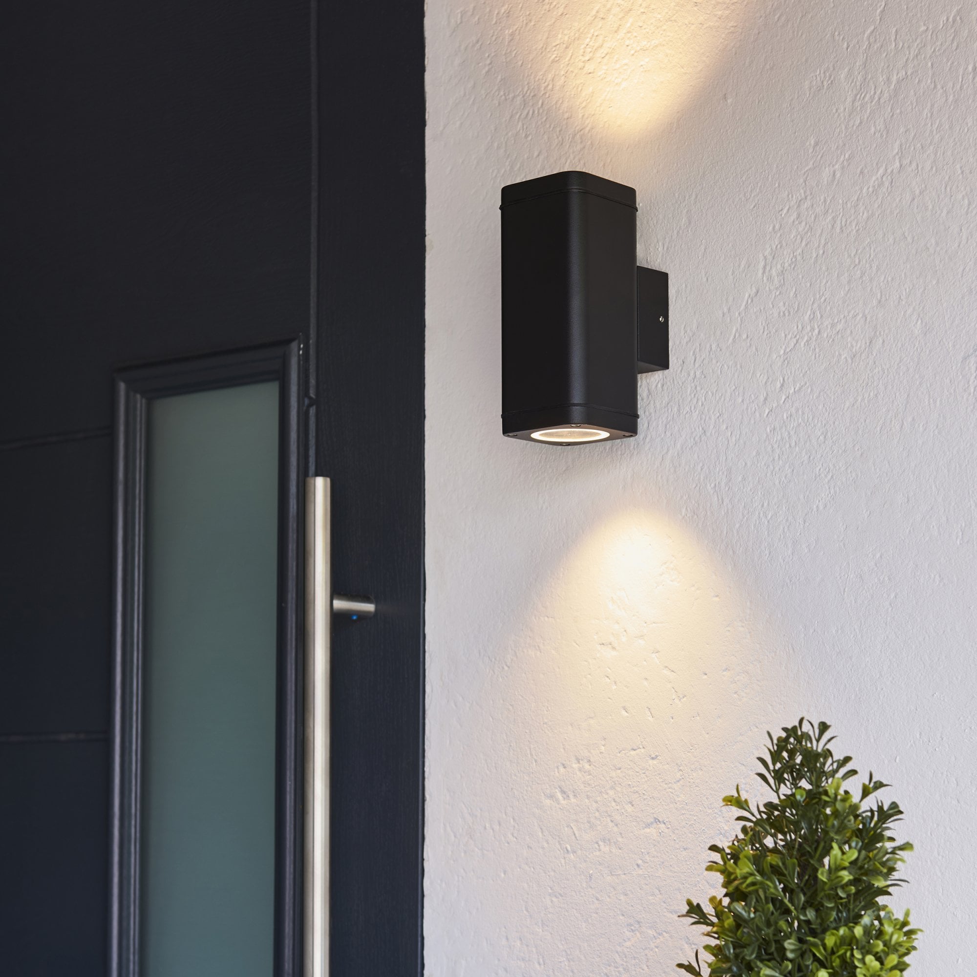 Milton Exterior 2 Light Wall Light in Textured Black IP44 96911
