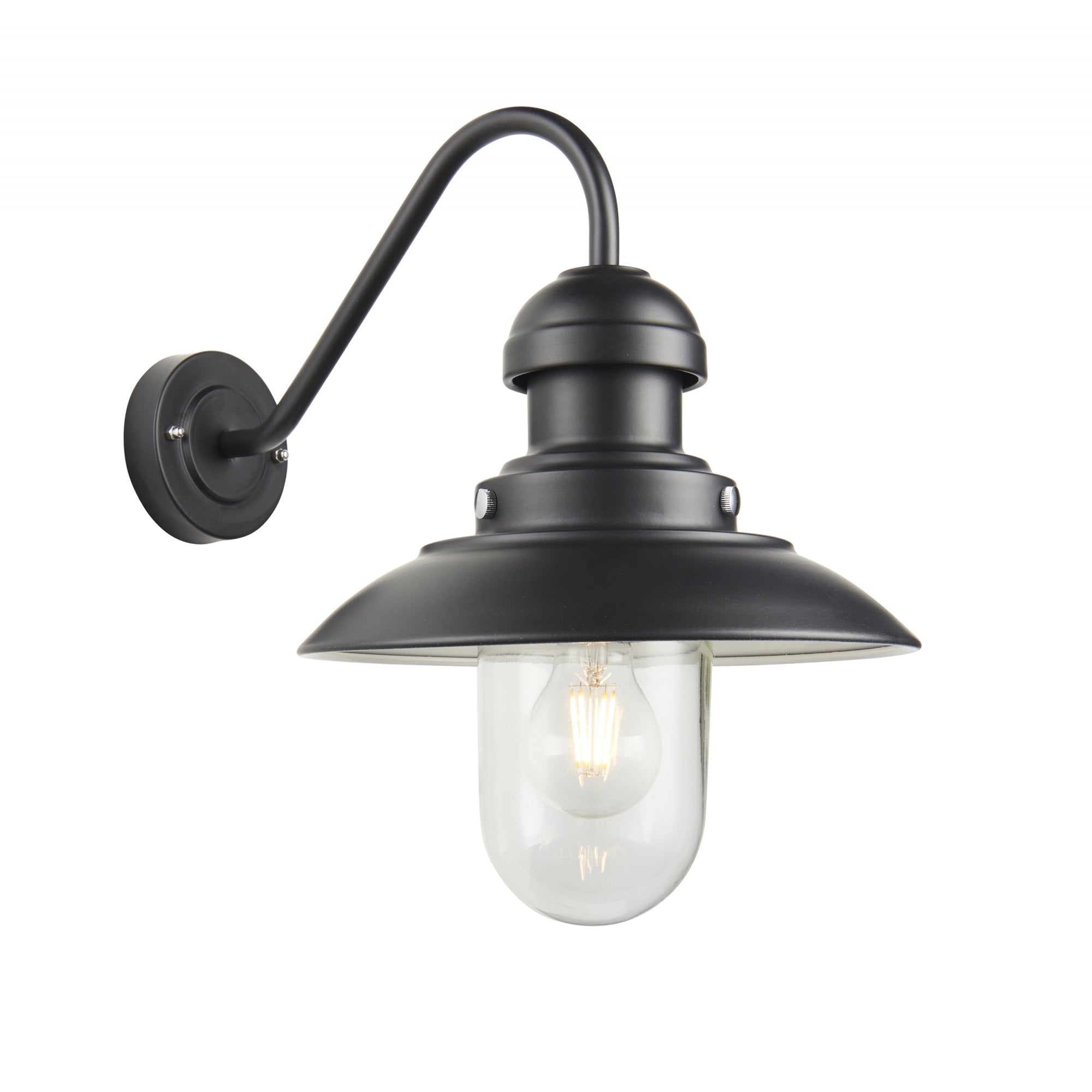 Hereford Exterior Fisherman Wall Light In Textured Black Finish IP44 95980