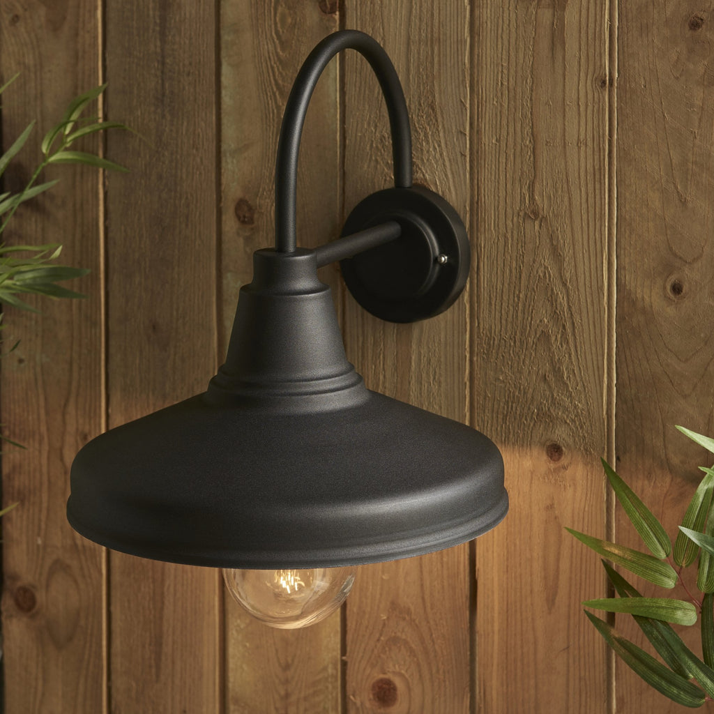 Farmhouse Exterior Wall Light In Textured Black Finish IP44 95899