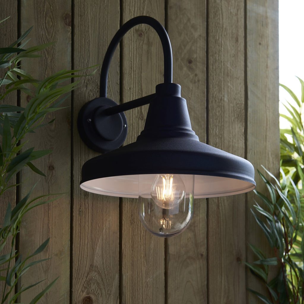 Farmhouse Exterior Wall Light In Textured Black Finish IP44 95899