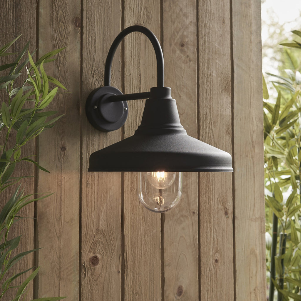 Farmhouse Exterior Wall Light In Textured Black Finish IP44 95899