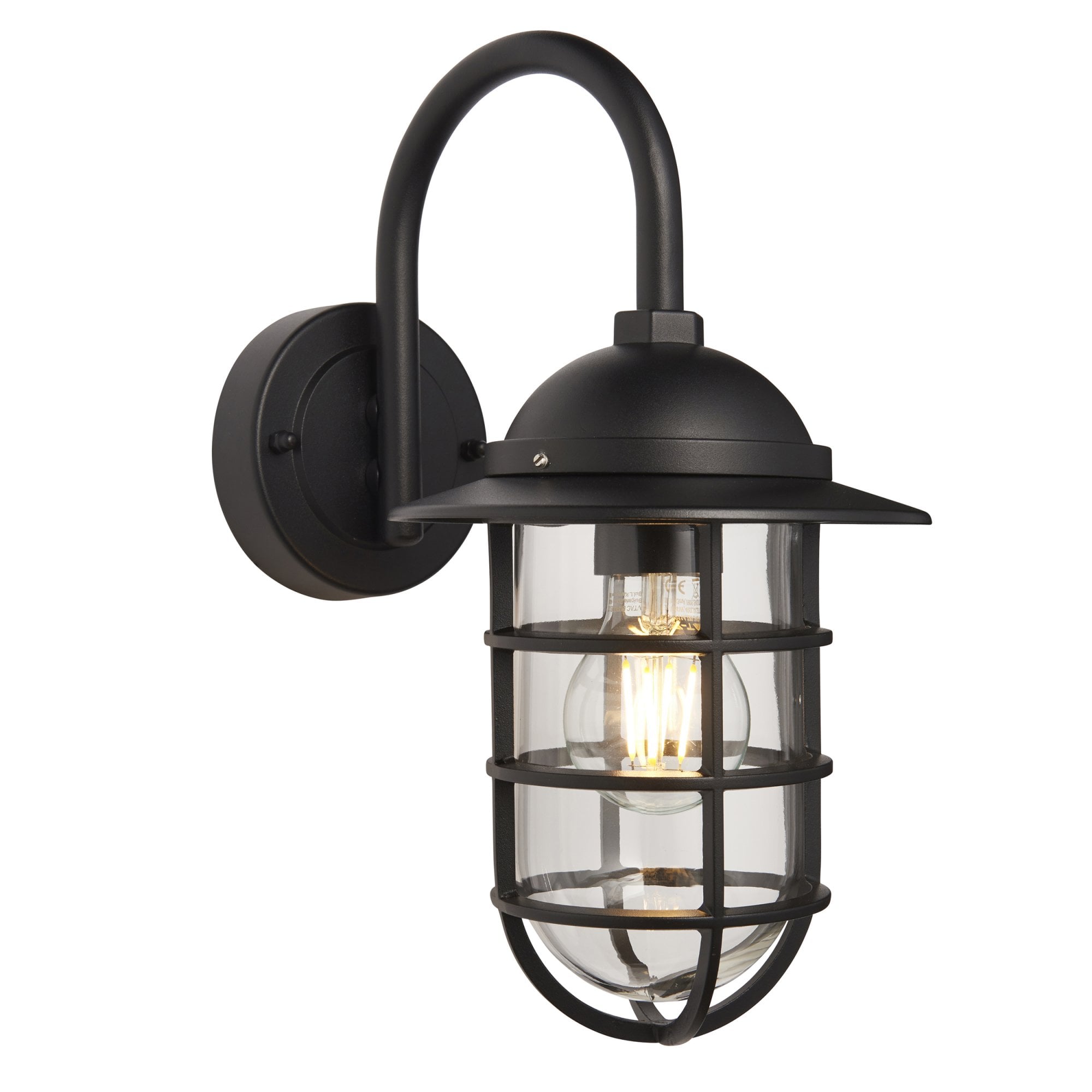 Port Exterior Wall Light In Textured Black Finish with Cage IP44 96907