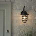 Port Exterior Wall Light In Textured Black Finish with Cage IP44 96907