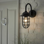 Port Exterior Wall Light In Textured Black Finish with Cage IP44 96907