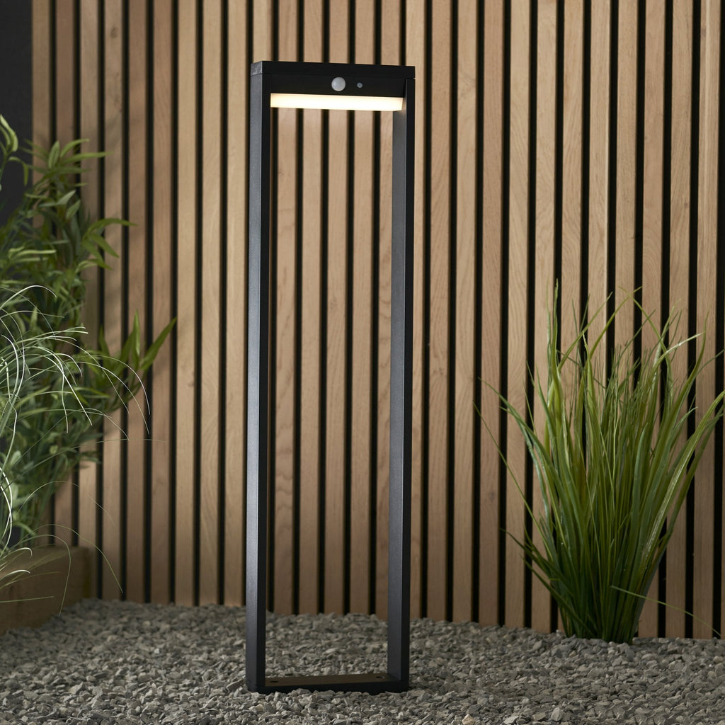 Dannah Exterior PIR Photocell Bollard Light In Textured Black Finish IP44 96936
