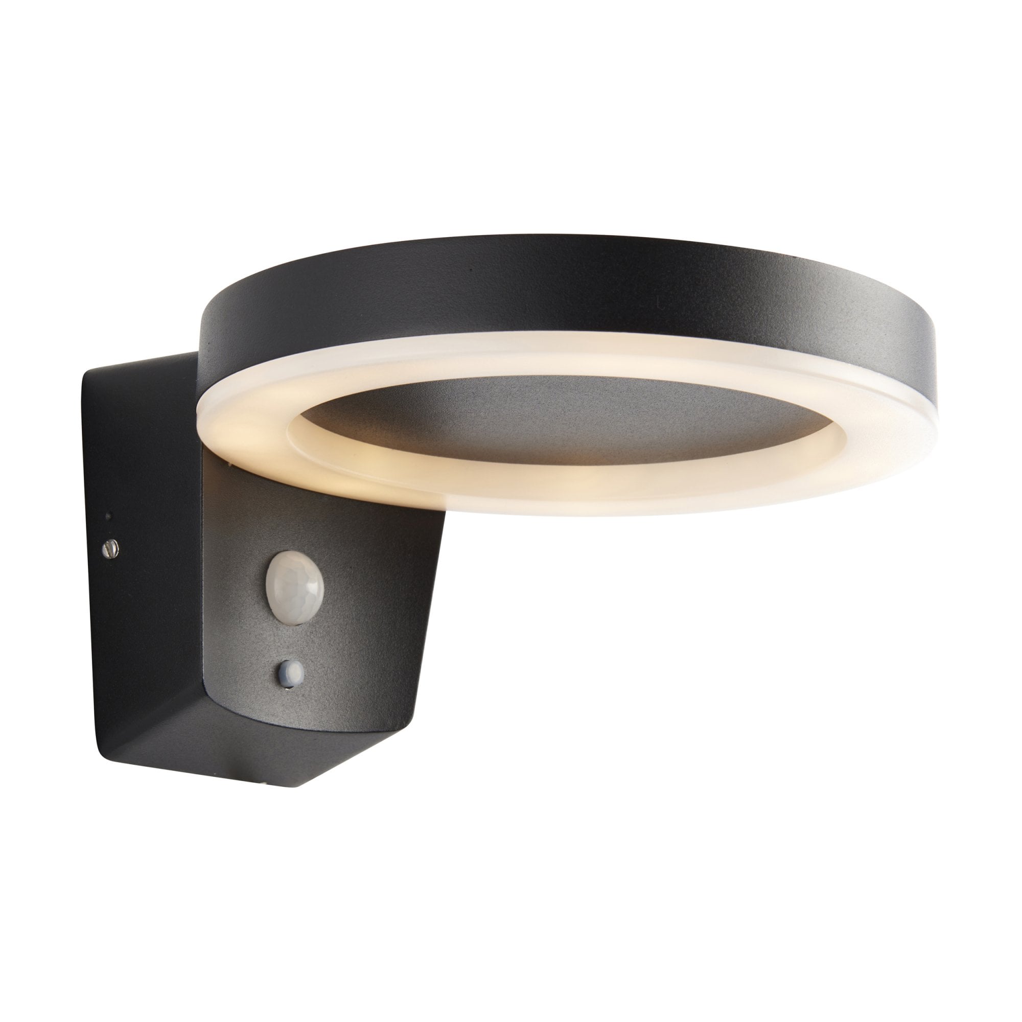 Ebro Exterior PIR Photocell Wall Light In Textured Black Finish IP44 96933