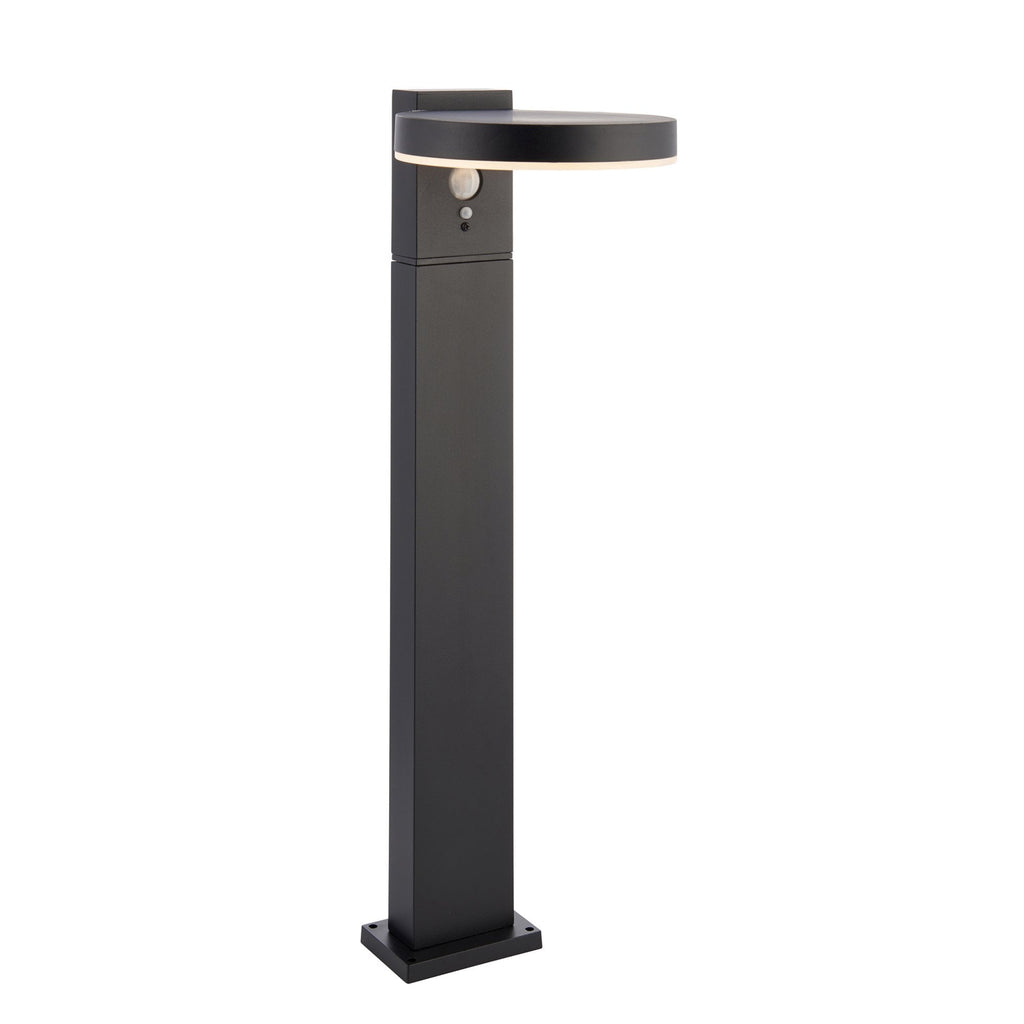Ebro Exterior PIR Photocell Post Light In Textured Black Finish IP44 96934