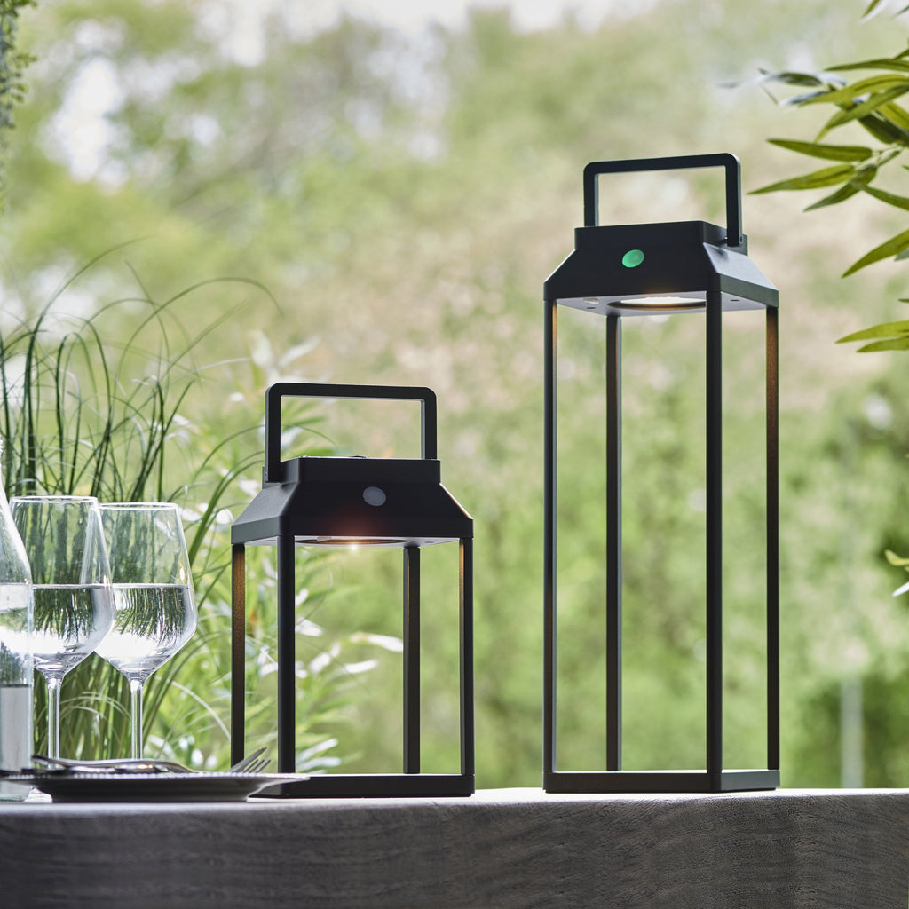 Linterna Photocell Exterior Table Lamp In Textured Black Finish IP44 96931