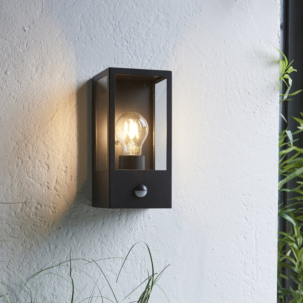 Oxford PIR Exterior Single Box Wall Light In Matt Black IP44 94995