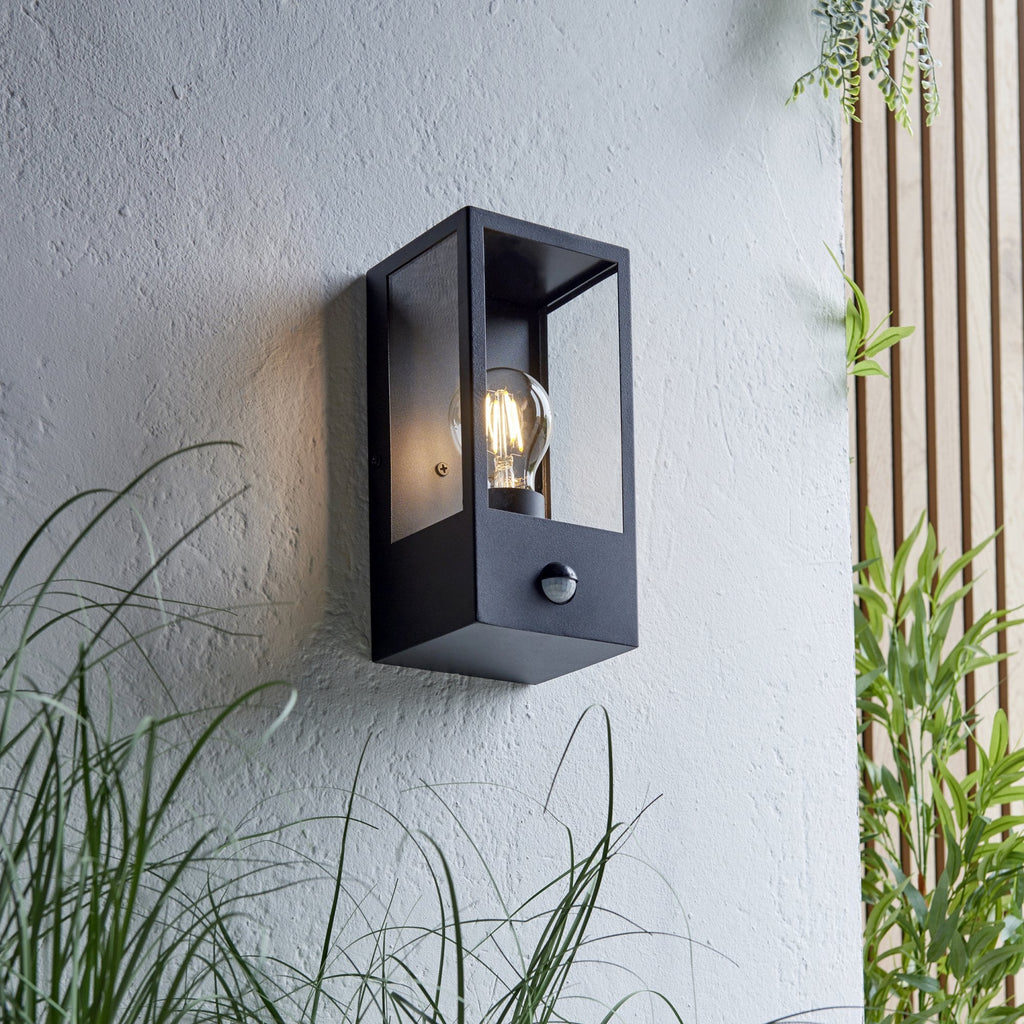 Oxford PIR Exterior Single Box Wall Light In Matt Black IP44 94995
