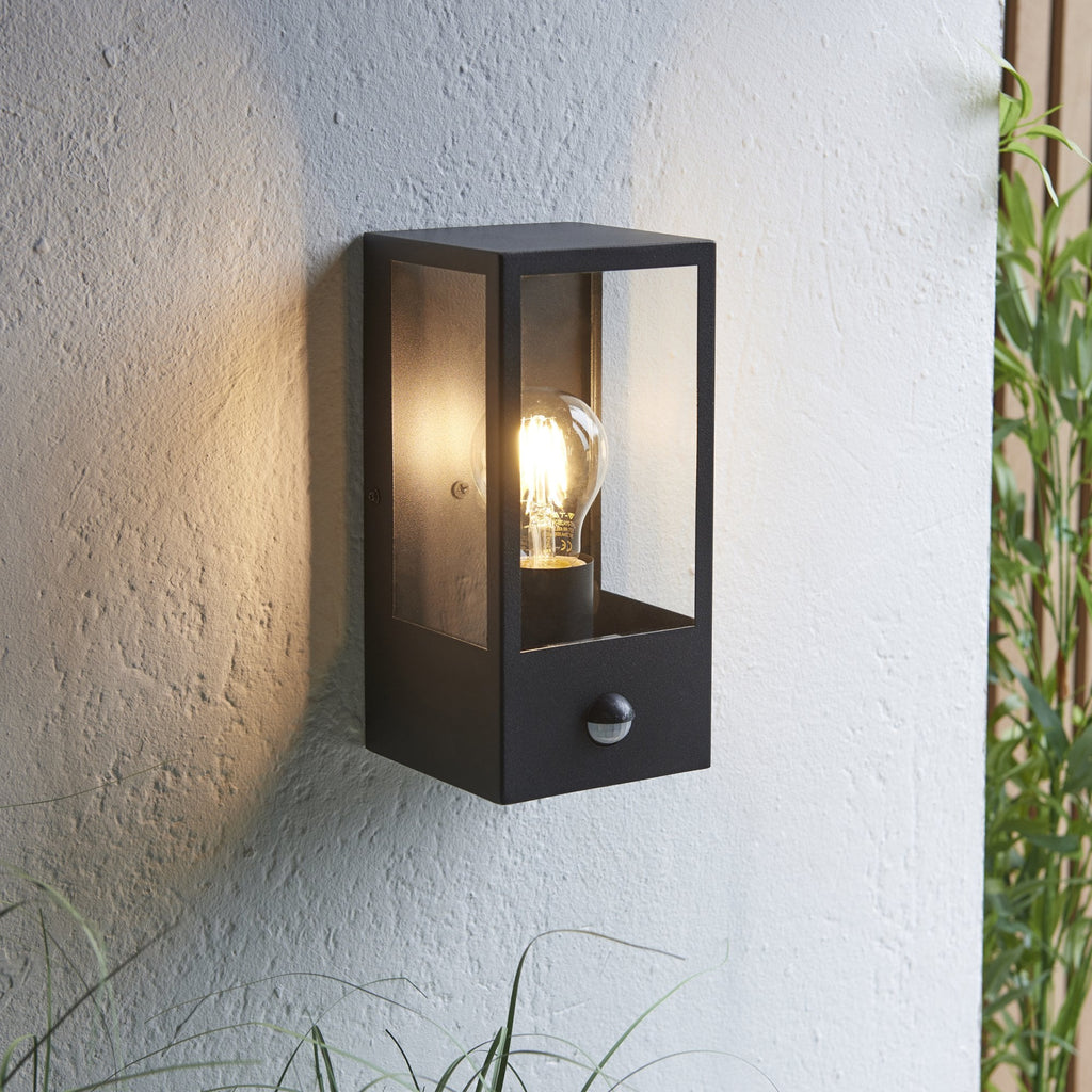 Oxford PIR Exterior Single Box Wall Light In Matt Black IP44 94995