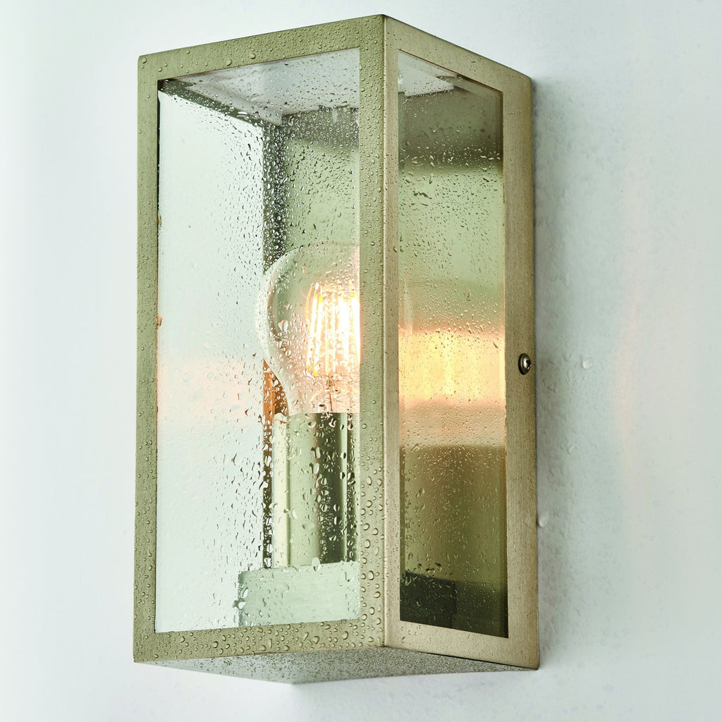 Oxford Exterior Single Box Wall Light In Brushed Stainless Steel IP44 53803