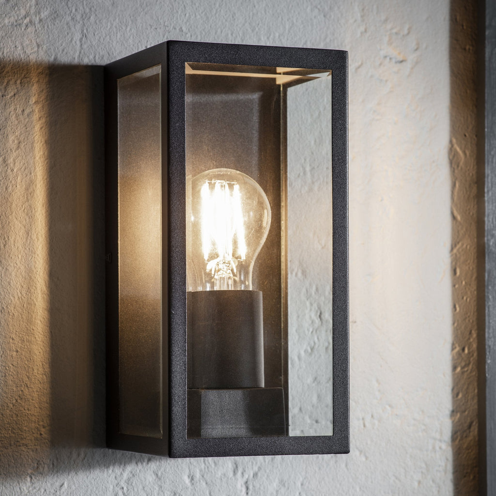 Oxford Exterior Single Box Wall Light In Matt Black Finish IP44 80600