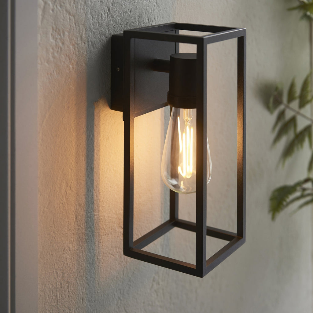 Herbert Exterior Single Box Light In Textured Black Finish IP44 91993