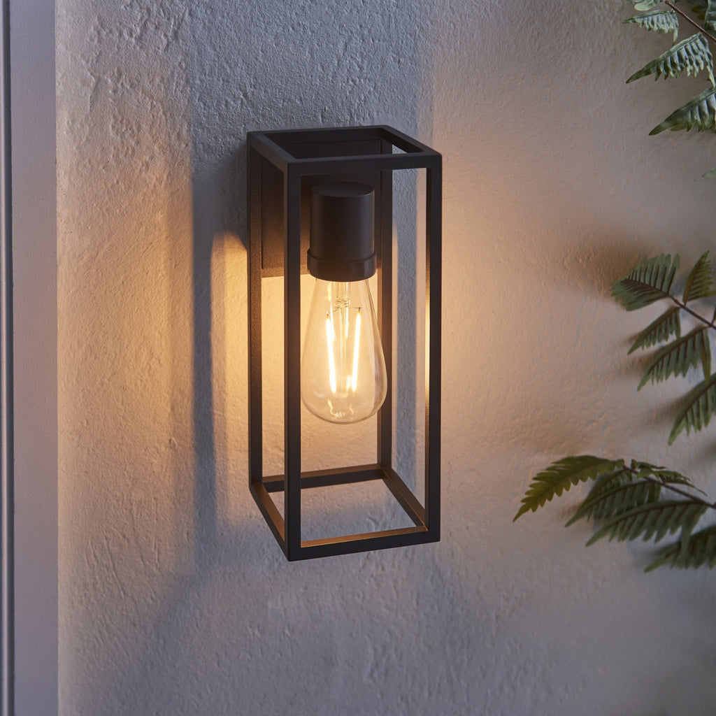 Herbert Exterior Single Box Light In Textured Black Finish IP44 91993