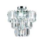 Elegant Crystal Prism 3 Light Semi Flush Ceiling Chandelier In Polished Chrome Finish