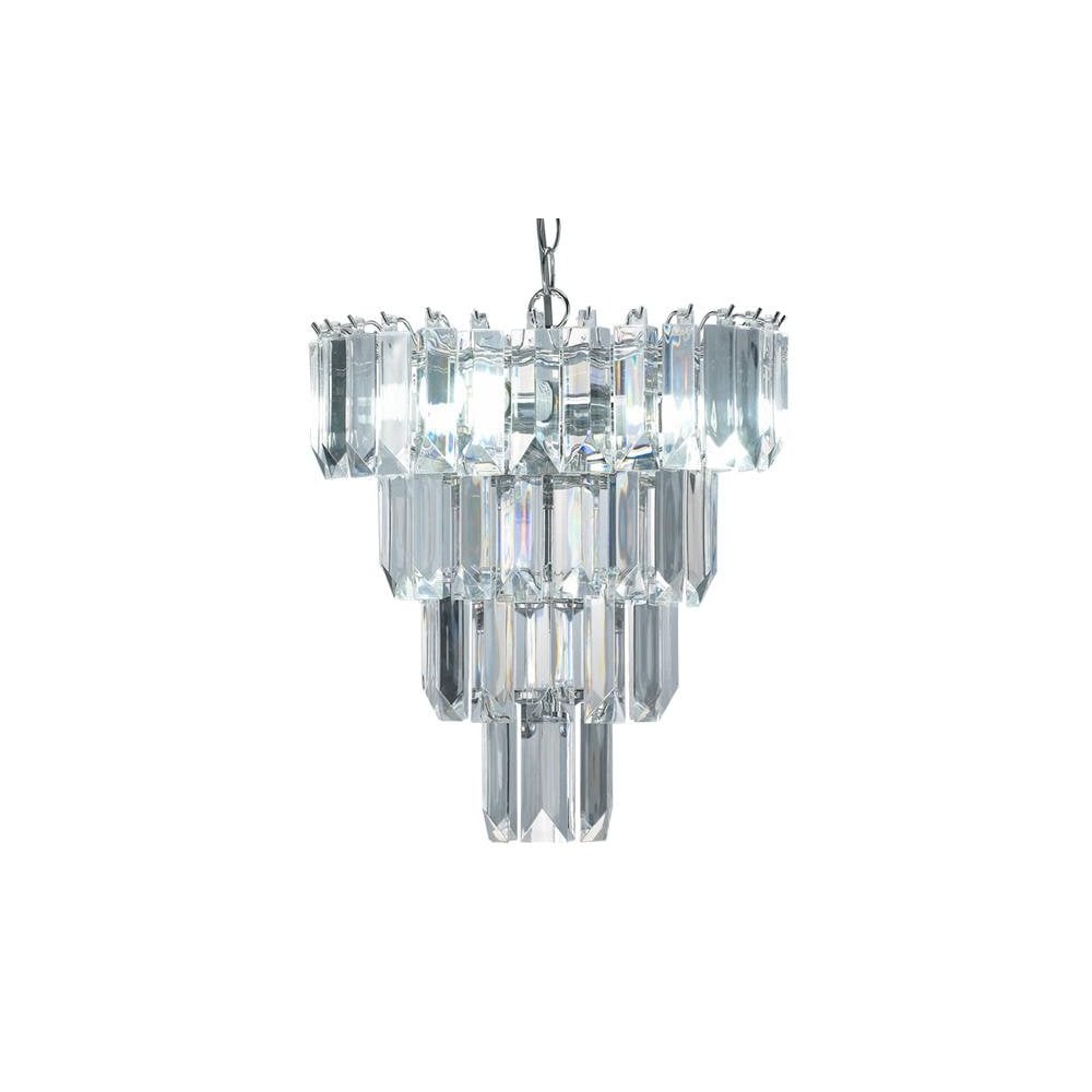 Elegant Crystal Prism 4 Light Ceiling Chandelier In Polished Chrome Finish