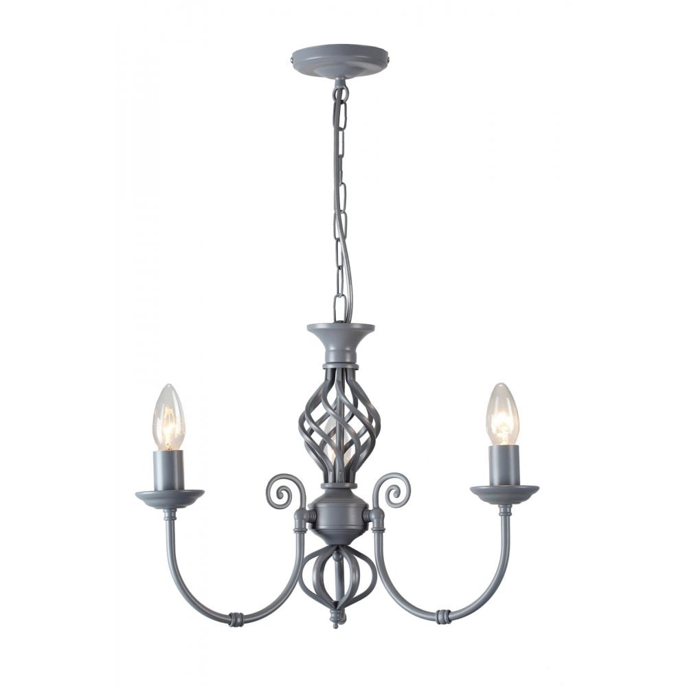 Classic Knot Twist 3 Light Ceiling Pendant In Matt Grey Finish