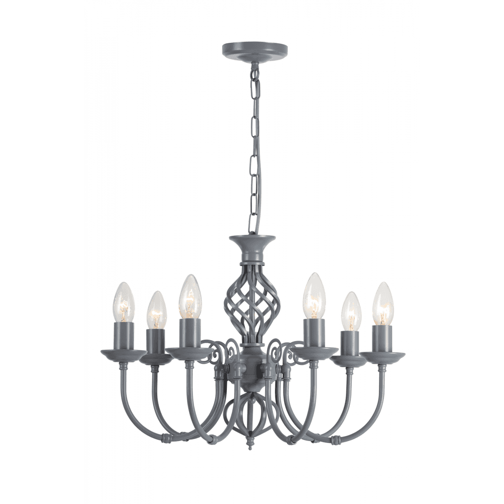 Classic Knot Twist 7 Light Ceiling Pendant In Matt Grey Finish