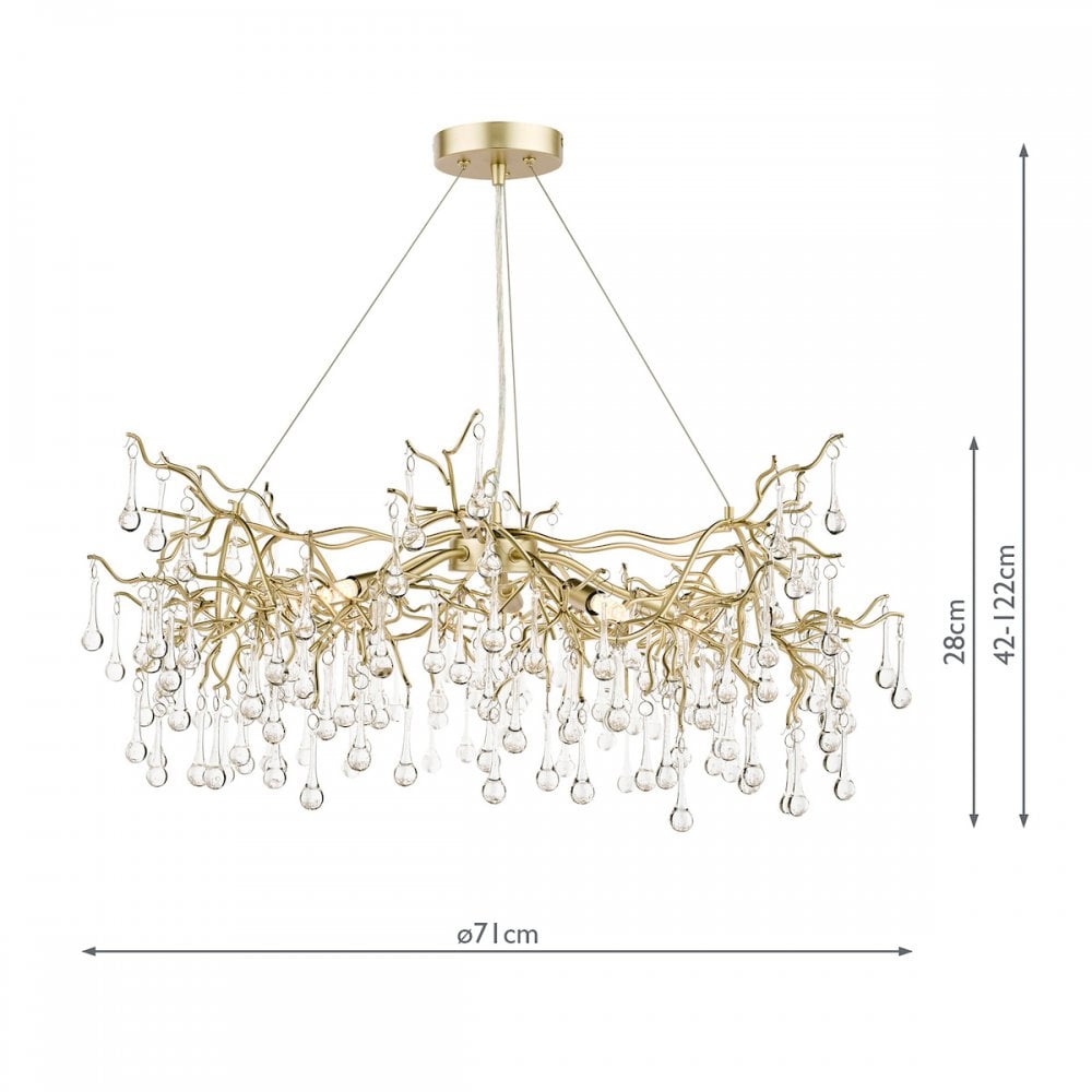Willow 5 Light Crystal Ceiling Pendant Light In Champagne Finish LA3756144-Q