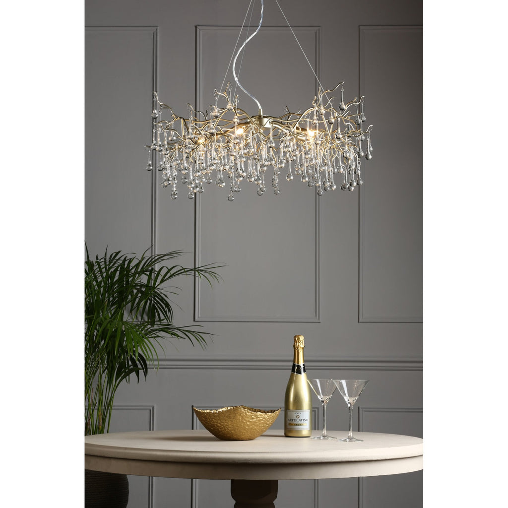 Willow 5 Light Crystal Ceiling Pendant Light In Champagne Finish LA3756144-Q
