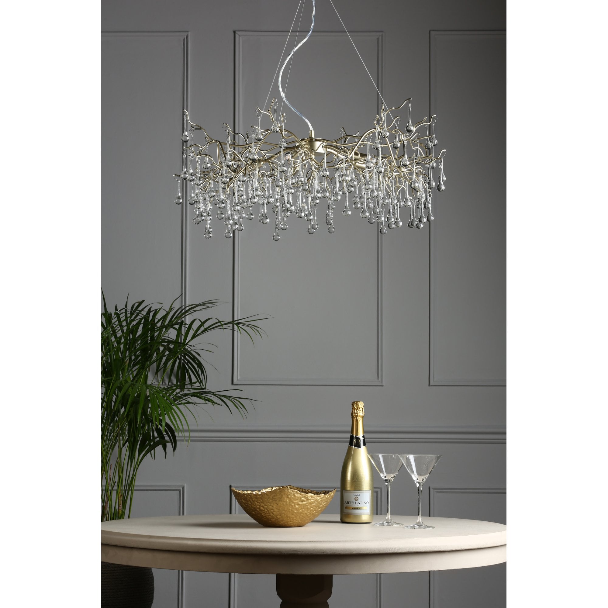 Willow 5 Light Crystal Ceiling Pendant Light In Champagne Finish LA3756144-Q