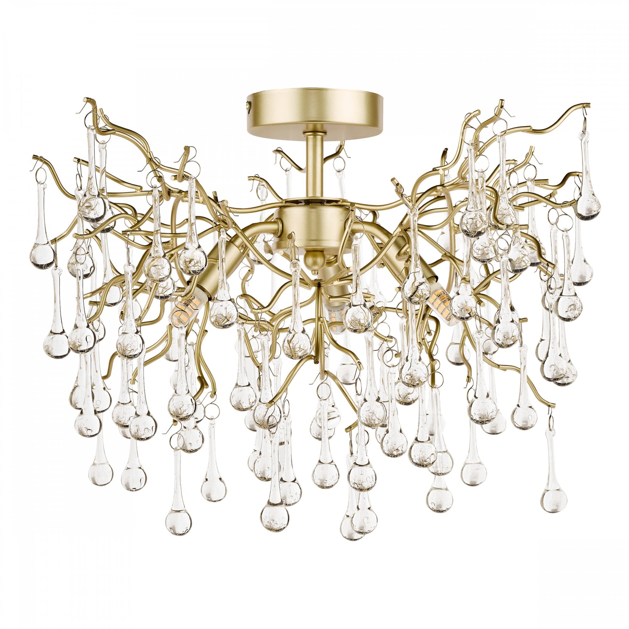 Willow 3 Light Crystal Semi Flush Ceiling Light In Champagne Finish LA3756150-Q