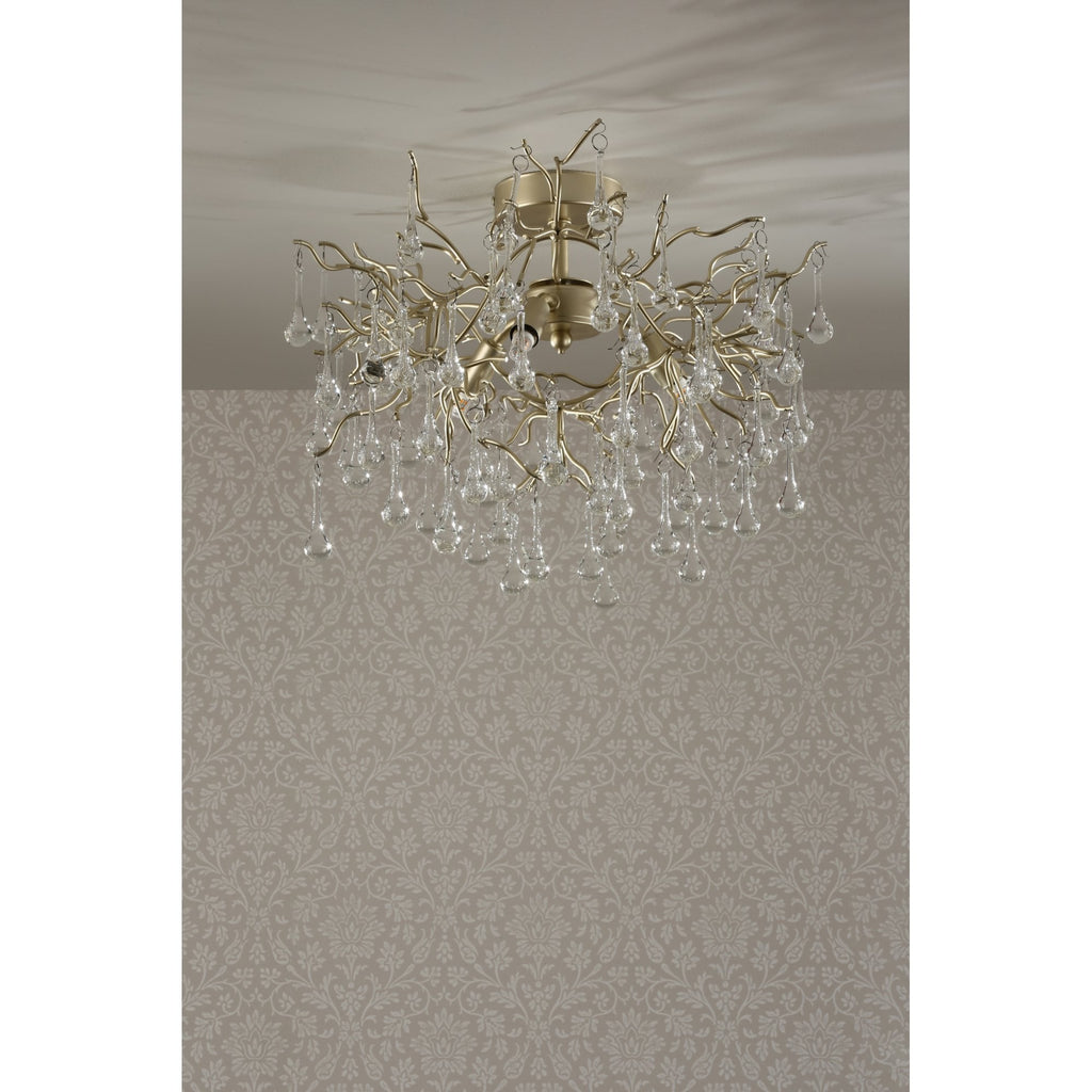 Willow 3 Light Crystal Semi Flush Ceiling Light In Champagne Finish LA3756150-Q