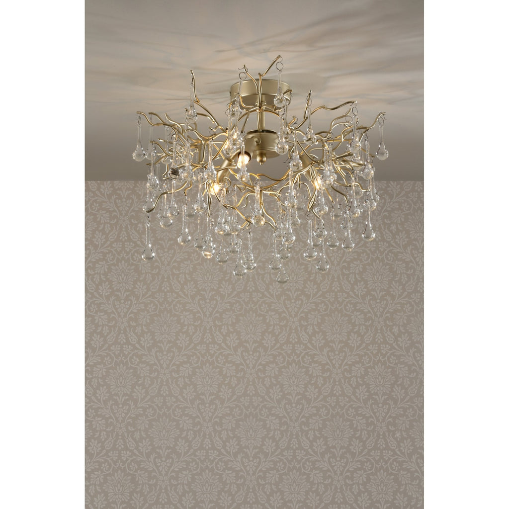 Willow 3 Light Crystal Semi Flush Ceiling Light In Champagne Finish LA3756150-Q