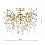 Willow 3 Light Crystal Semi Flush Ceiling Light In Champagne Finish LA3756150-Q
