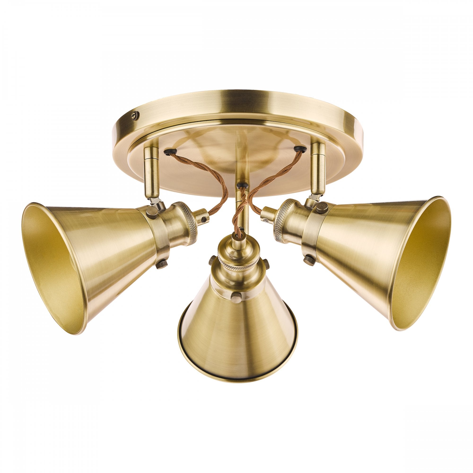 Rufus 3 Light Ceiling Plate Spotlight In Antique Brass Finish LA3756157-Q