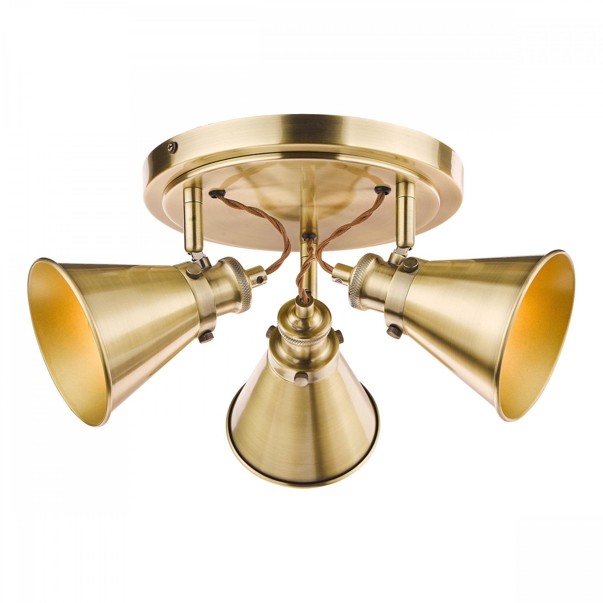 Rufus 3 Light Ceiling Plate Spotlight In Antique Brass Finish LA3756157-Q
