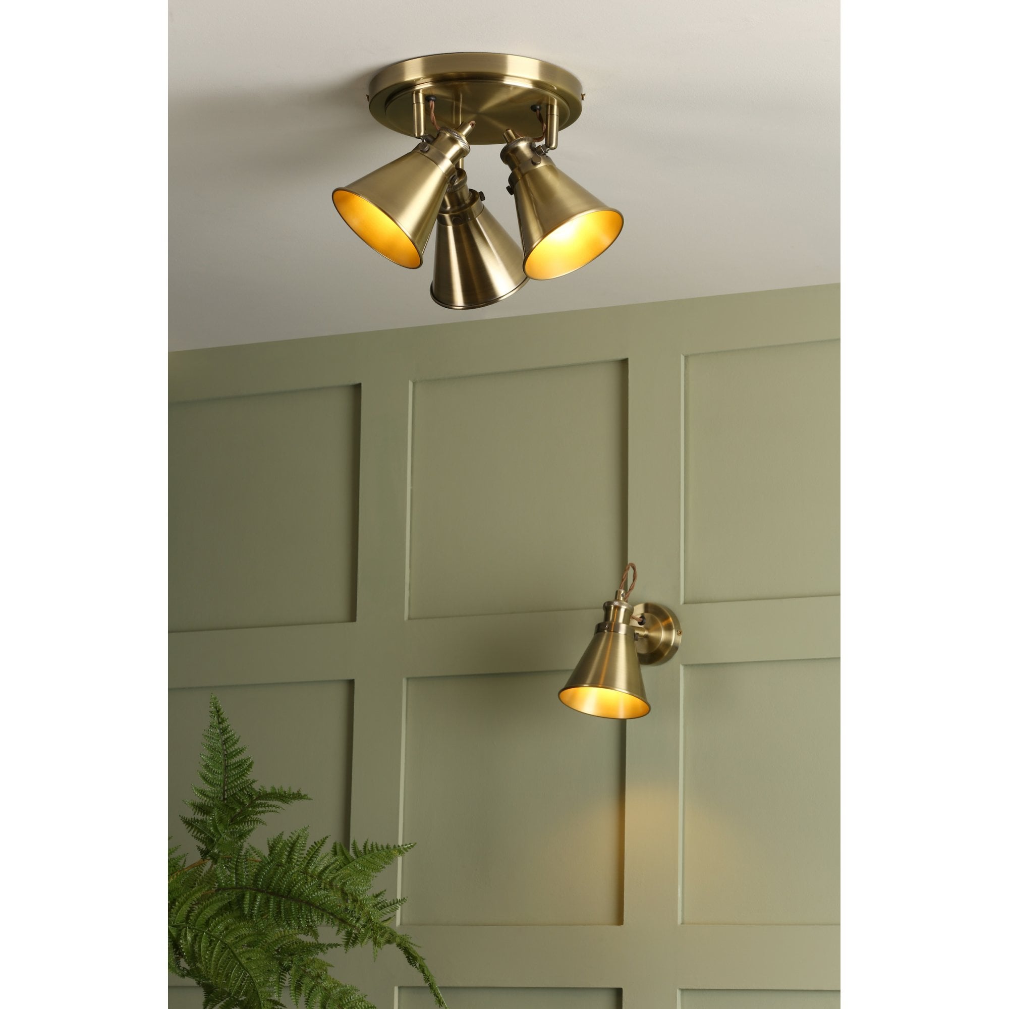 Rufus 3 Light Ceiling Plate Spotlight In Antique Brass Finish LA3756157-Q