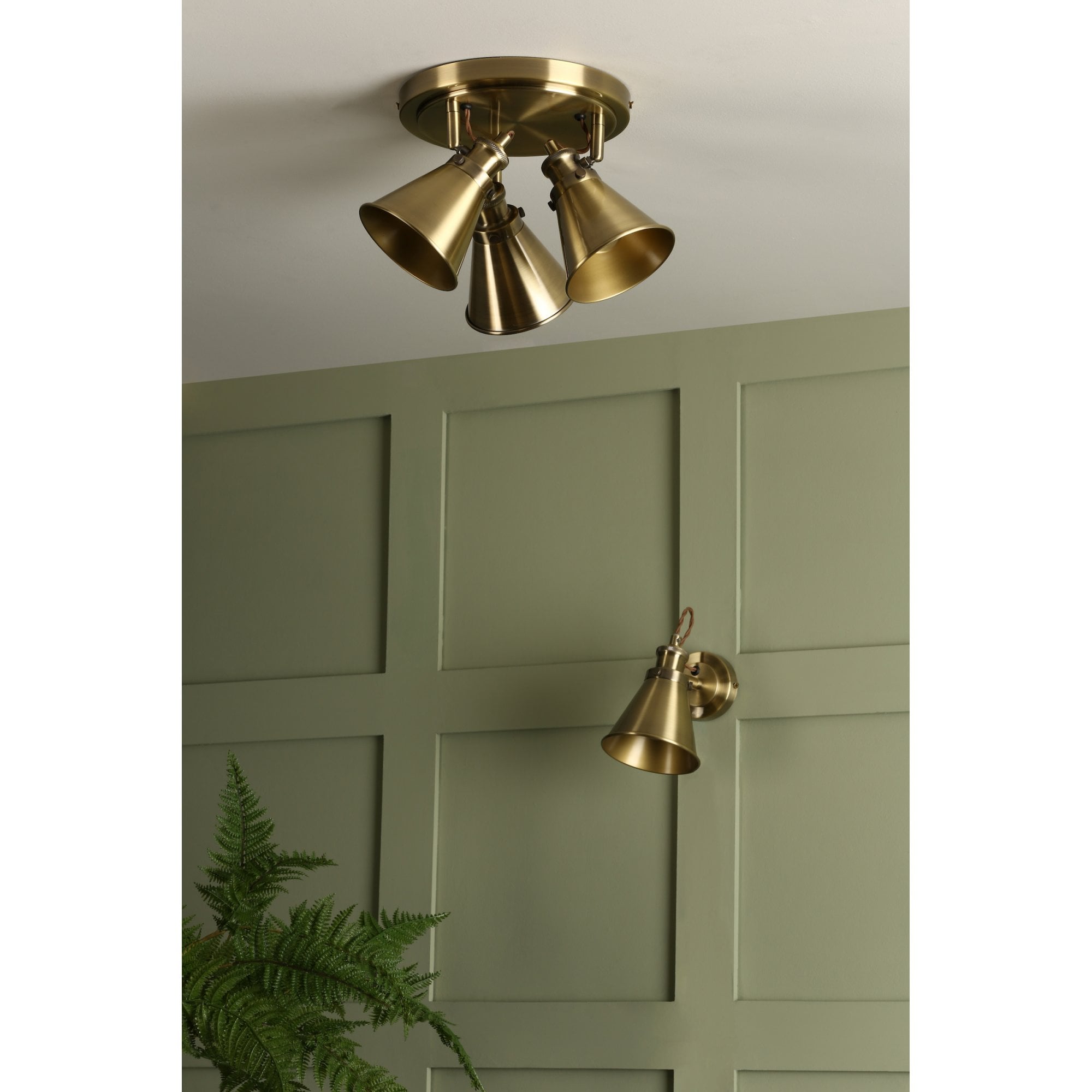 Rufus 3 Light Ceiling Plate Spotlight In Antique Brass Finish LA3756157-Q