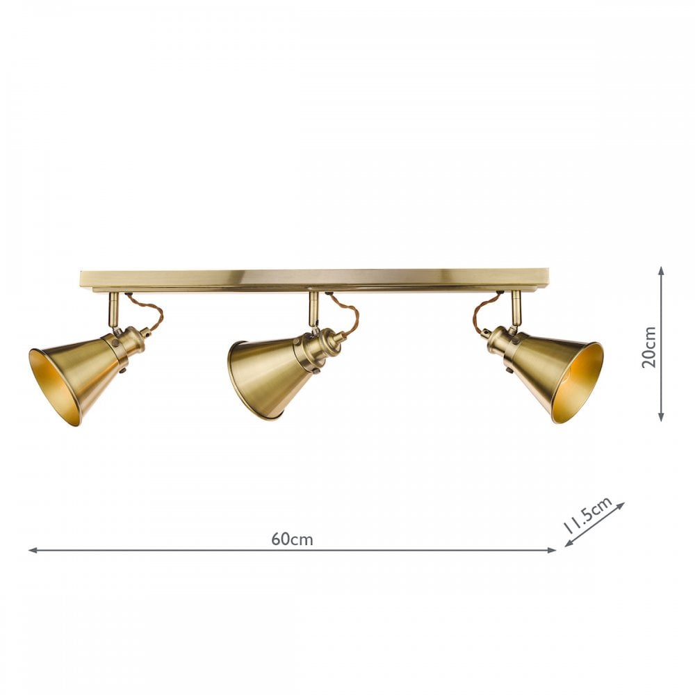 Rufus 3 Light Ceiling Bar Spotlight In Antique Brass Finish LA3756158-Q