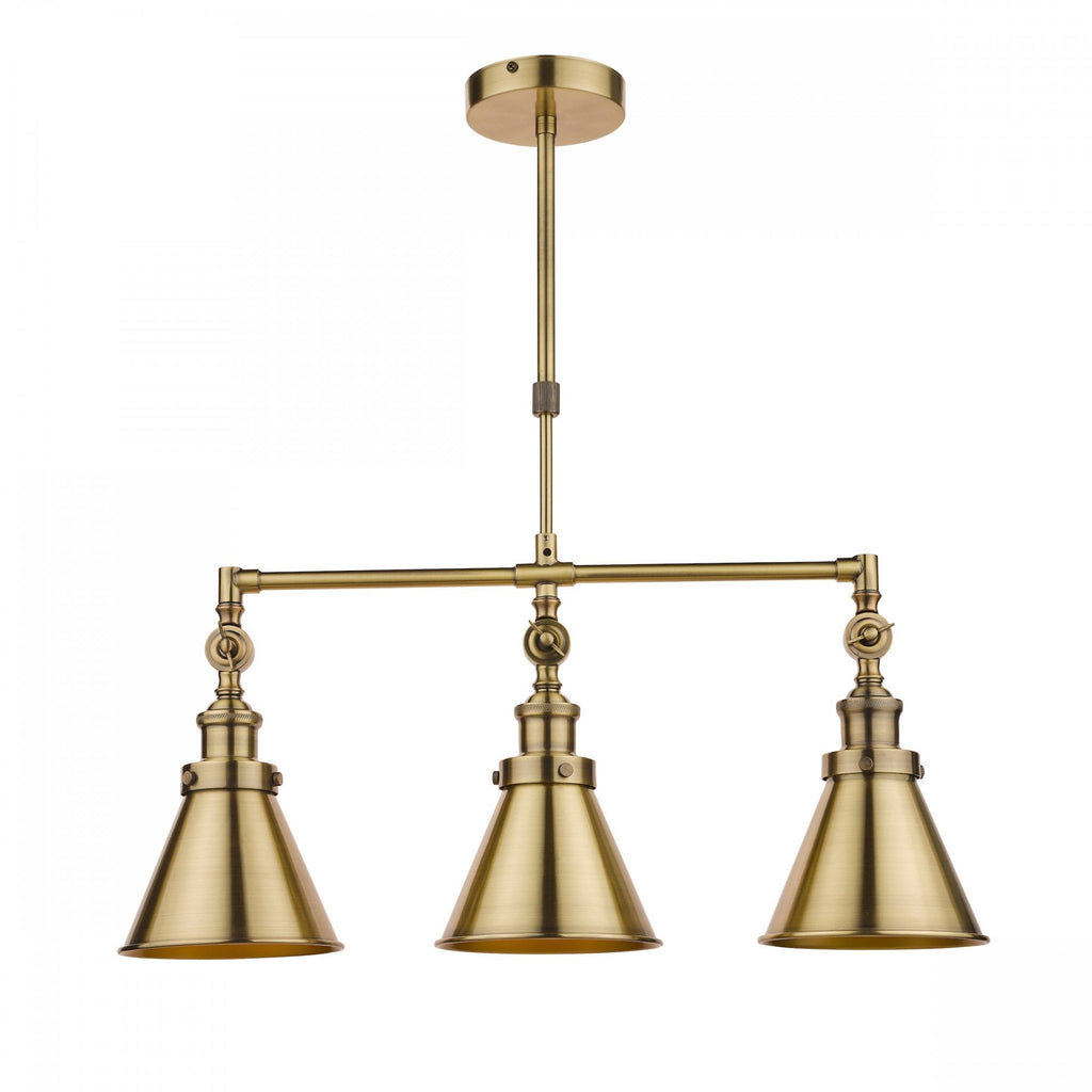 Rufus 3 Light Ceiling Bar Pendant In Antique Brass Finish LA3756149-Q