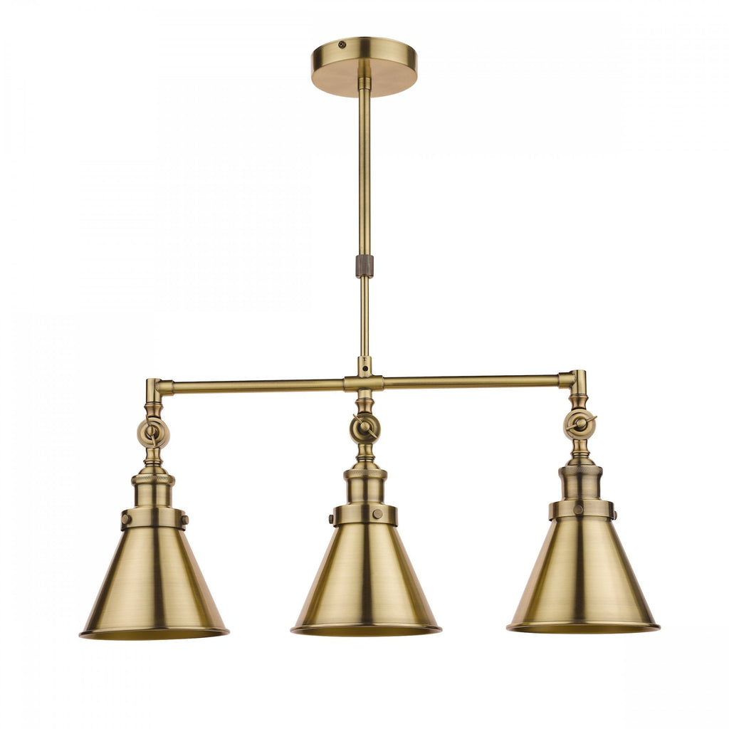 Rufus 3 Light Ceiling Bar Pendant In Antique Brass Finish LA3756149-Q