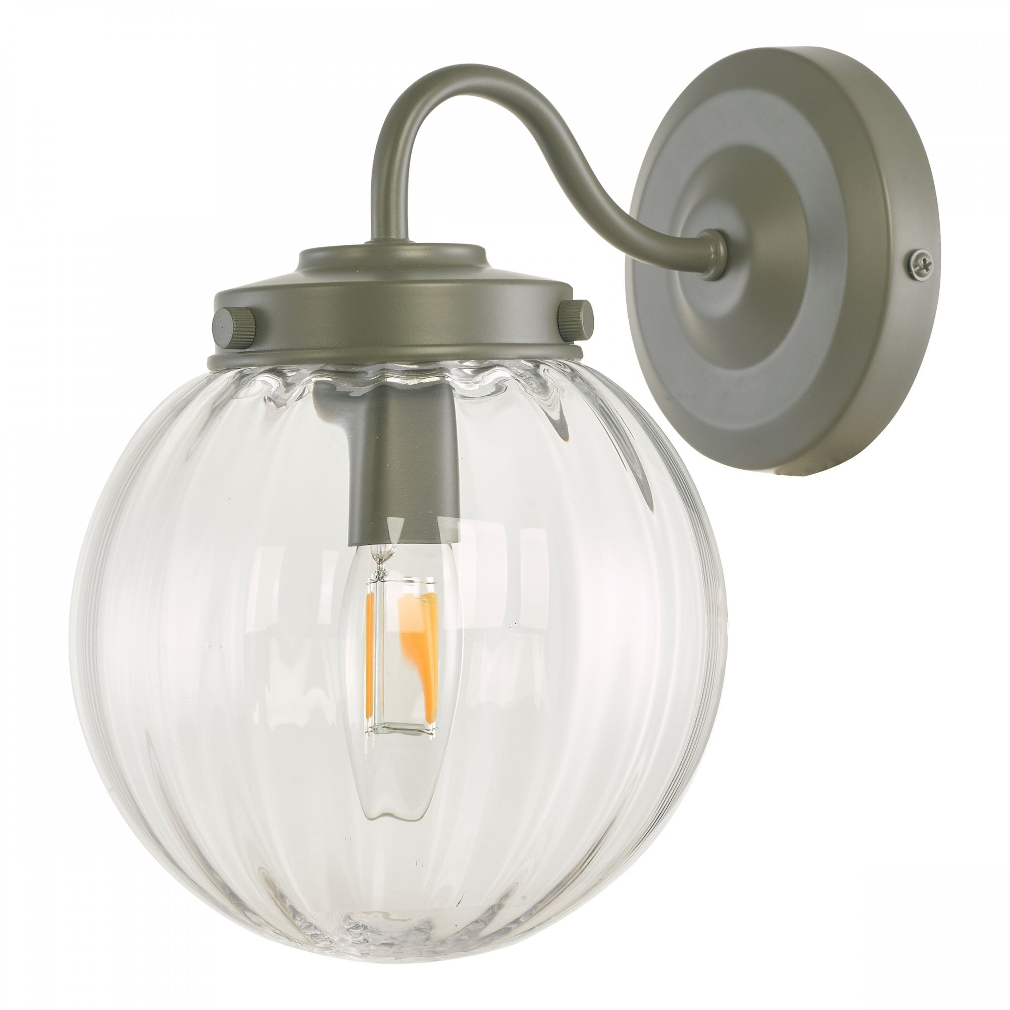 Georgie Outdoor Wall Light In Matt Grey Finish With Ribbed Glass Shade IP44 LA3756164-Q