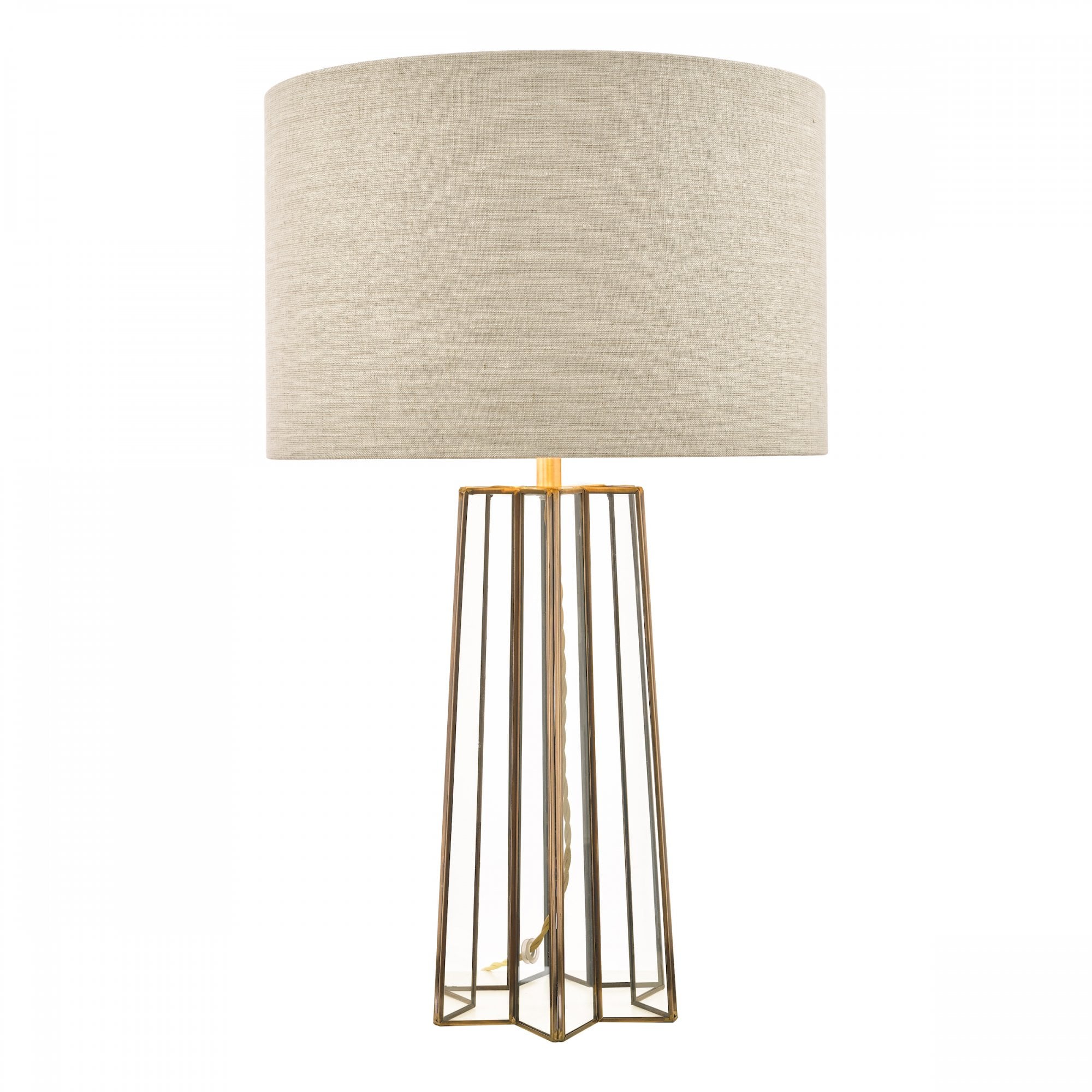 Star Glass Table Lamp In Antique Brass Finish With Shade LA3756156-Q