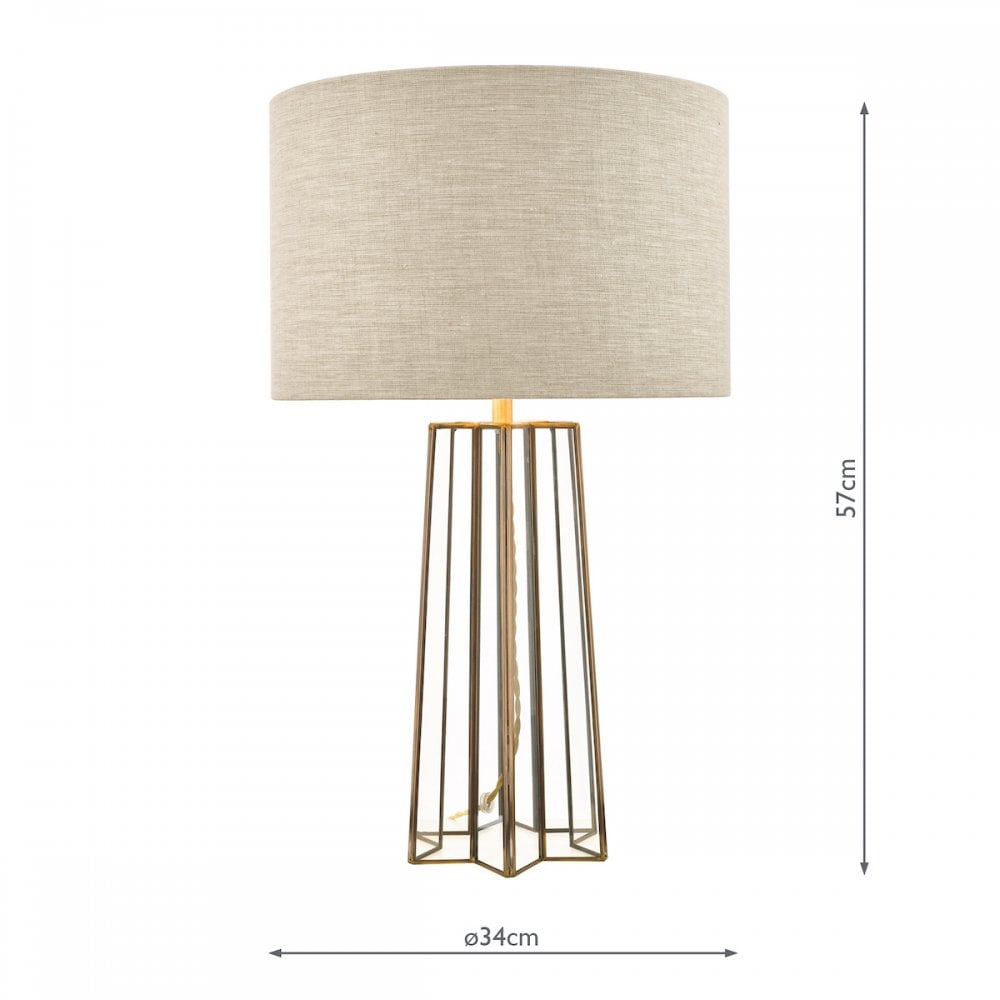 Star Glass Table Lamp In Antique Brass Finish With Shade LA3756156-Q