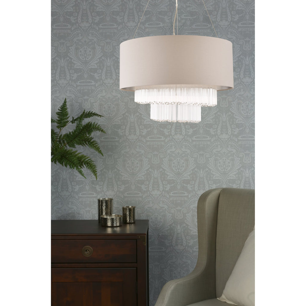 Genevieve 5 Light Ceiling Pendant Light With Grey Shade And Glass Rods LA3756145-Q