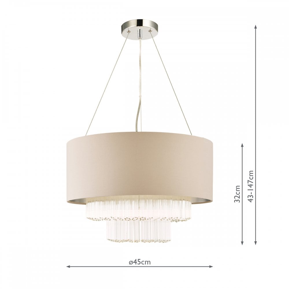 Genevieve 5 Light Ceiling Pendant Light With Grey Shade And Glass Rods LA3756145-Q
