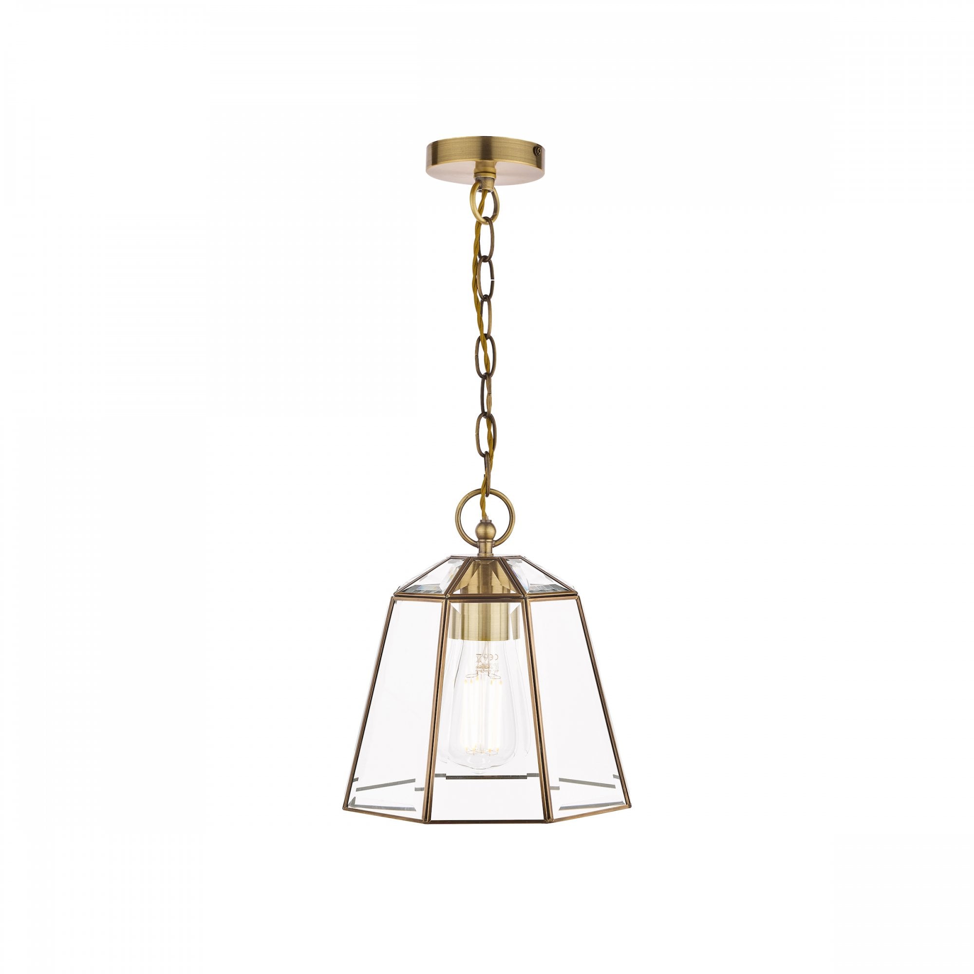 Clayton Lantern Ceiling Pendant Light In Antique Brass Finish LA3756154-Q