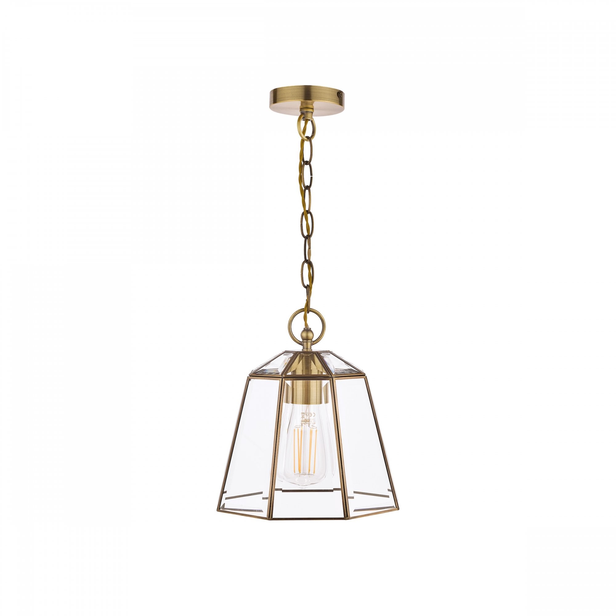 Clayton Lantern Ceiling Pendant Light In Antique Brass Finish LA3756154-Q
