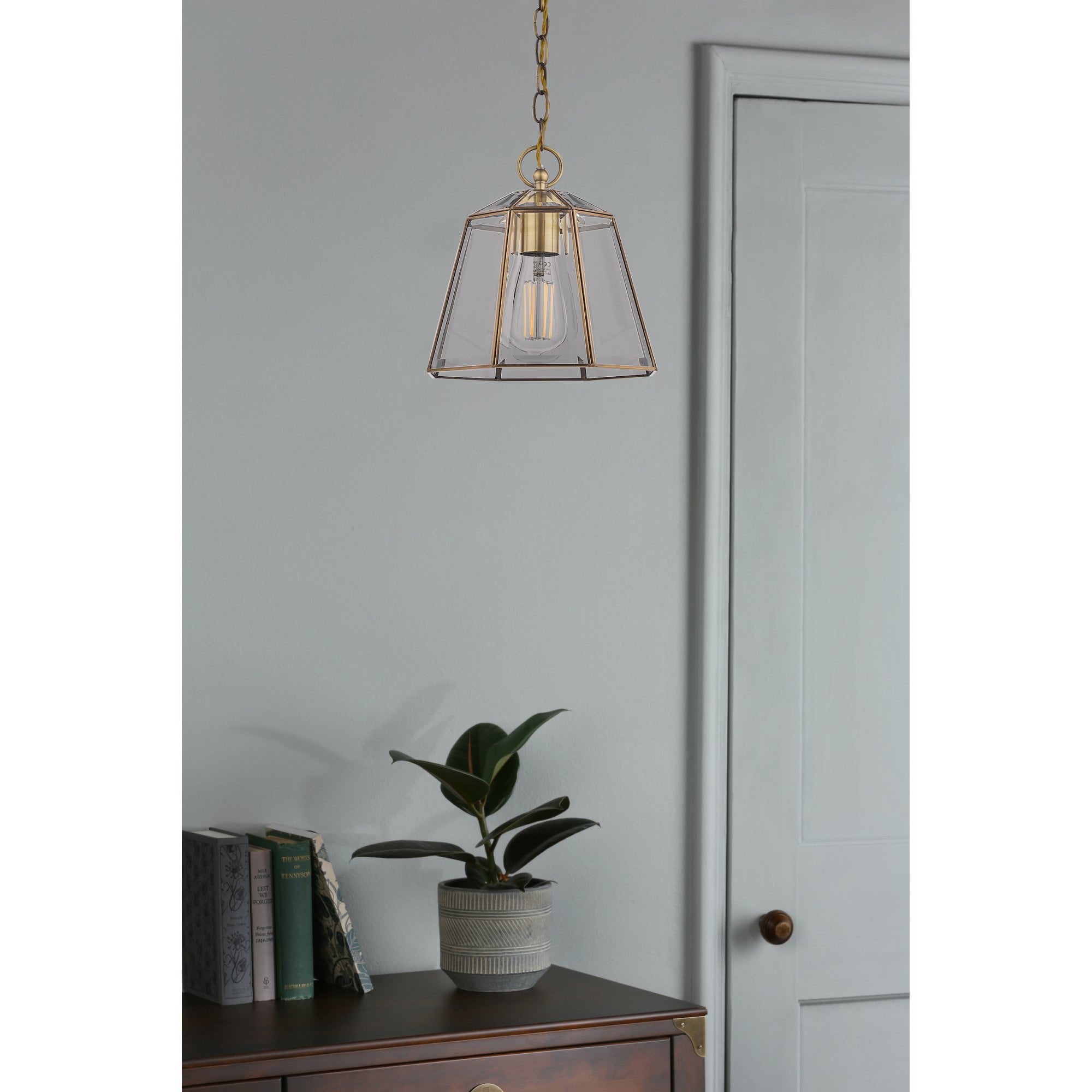 Clayton Lantern Ceiling Pendant Light In Antique Brass Finish LA3756154-Q